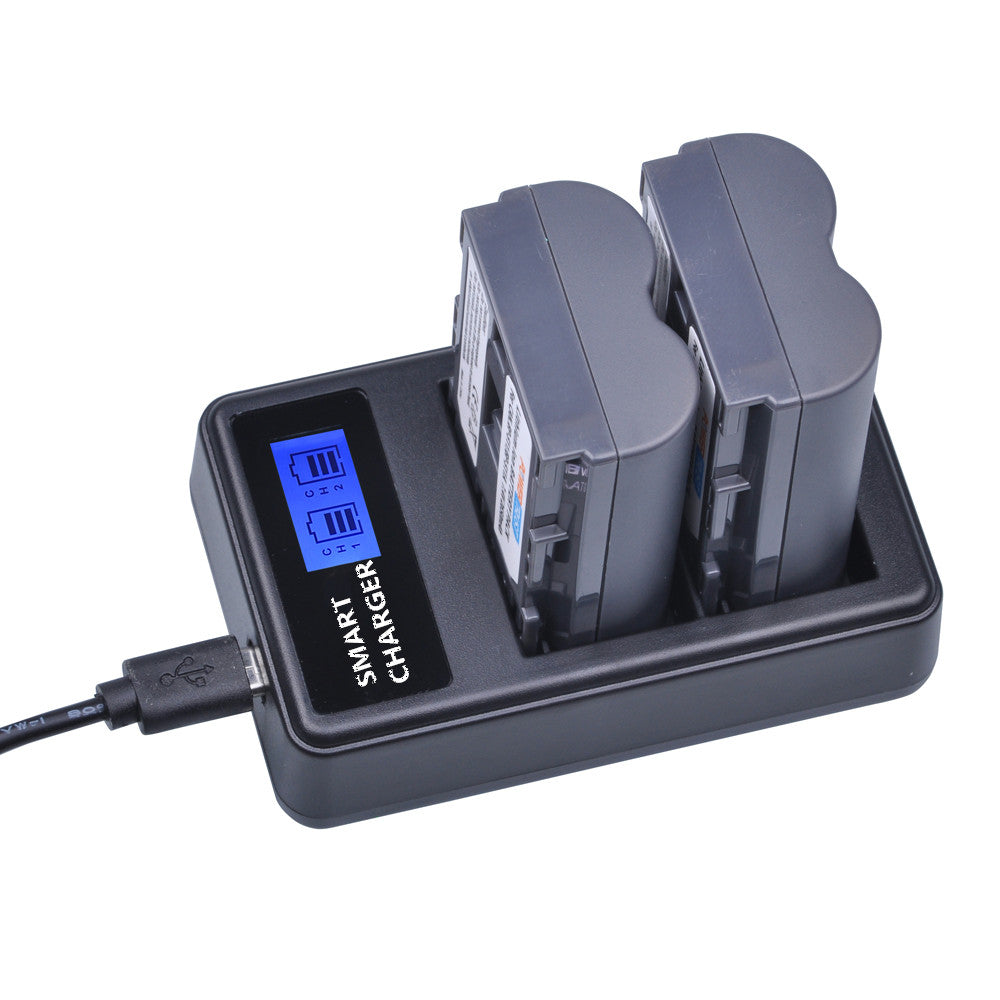 BP-511/511A Battery USB Double-Bay Charger with LCD Display for Canon EOS 300D 20D 30D etc