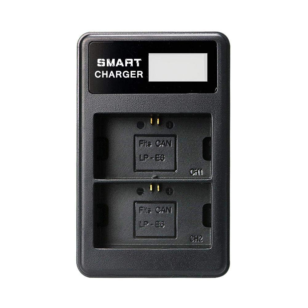 LCD Display Dual-Channel LP-E6 Battery USB Charger for Canon 7D 6D 5D 60D