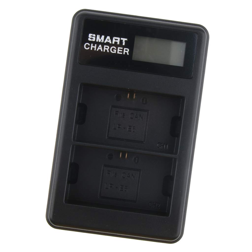LCD Display Dual-Channel LP-E6 Battery USB Charger for Canon 7D 6D 5D 60D