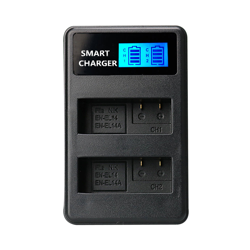 LCD Display Dual-Channel EN-EL14/EN-EL14a USB Battery Charger for Nikon P7800 P7700 P7100 etc