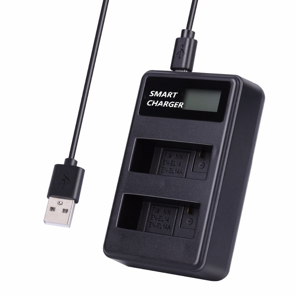 LCD Display Dual-Channel EN-EL14/EN-EL14a USB Battery Charger for Nikon P7800 P7700 P7100 etc