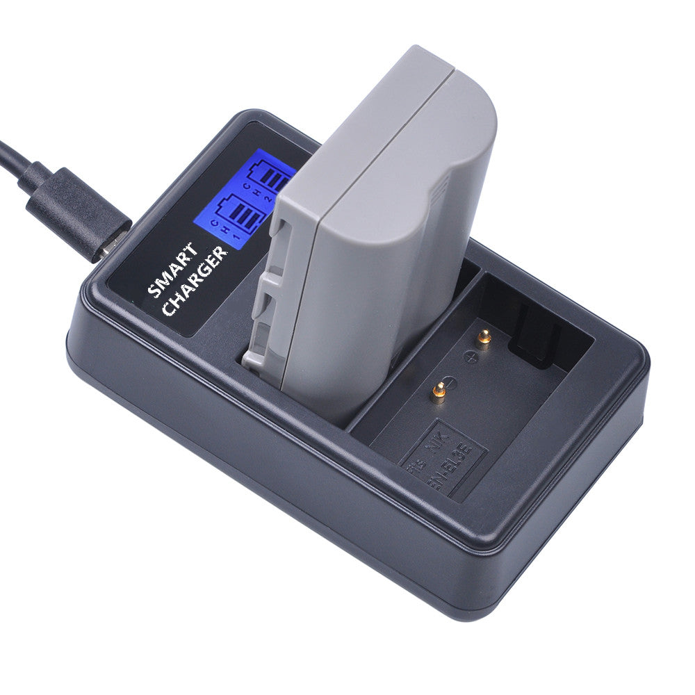 Dual-Bay EN-EL3E/EL3 USB Battery Charger with LCD Display for Nikon D90 D80 D300 D700 etc
