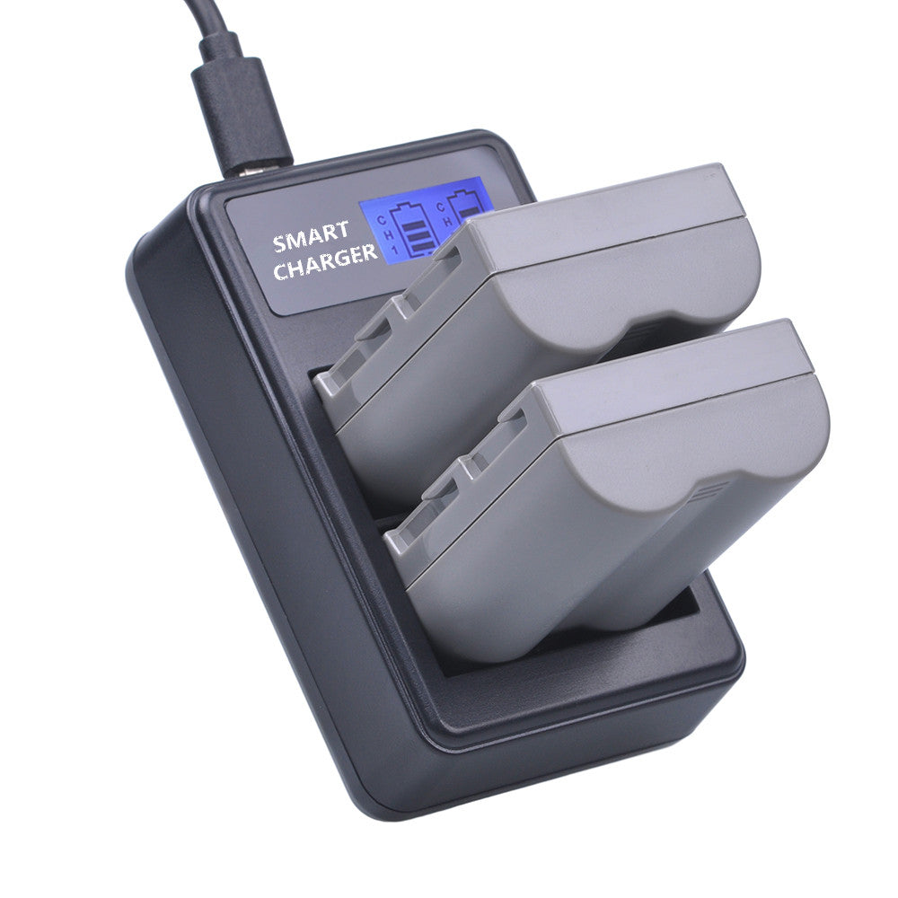 Dual-Bay EN-EL3E/EL3 USB Battery Charger with LCD Display for Nikon D90 D80 D300 D700 etc