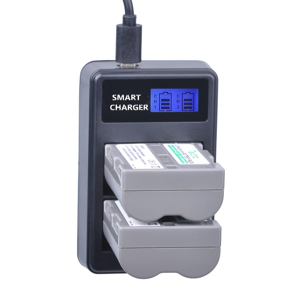 Dual-Bay EN-EL3E/EL3 USB Battery Charger with LCD Display for Nikon D90 D80 D300 D700 etc