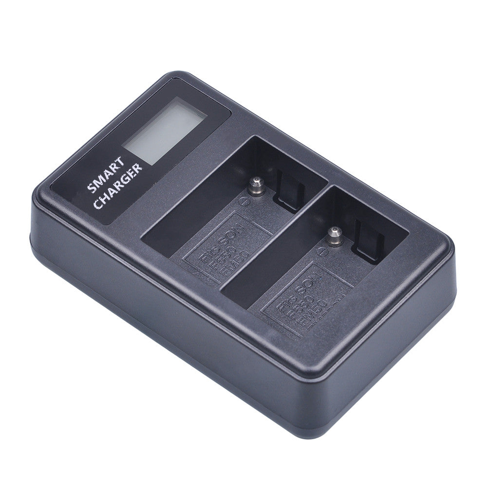 LCD Display Dual-Channel USB Charger for Sony NP-FM500H BC-VM50 NP-FM50 NP-FM55H NP-F550 Battery