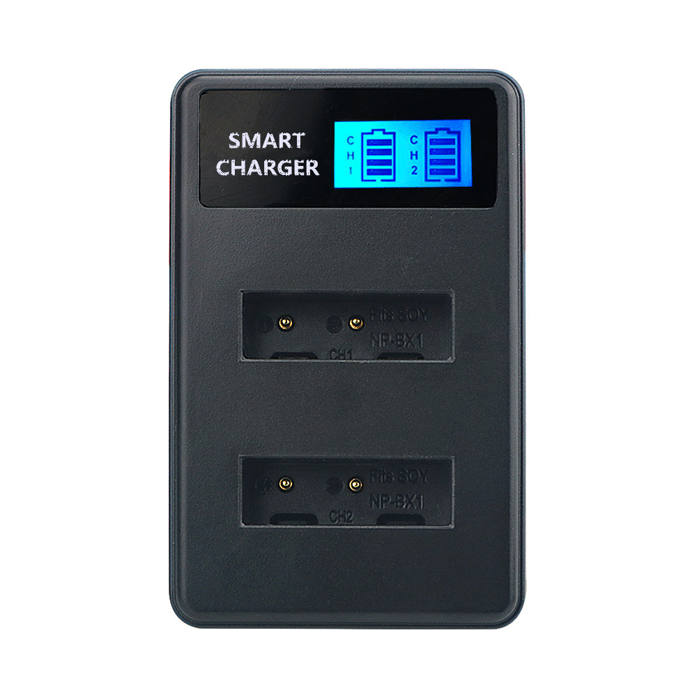 LCD Display 2-Channel NP-BX1 USB Battery Charger for Sony HX50 HX300 WX300 HX400 H400 etc