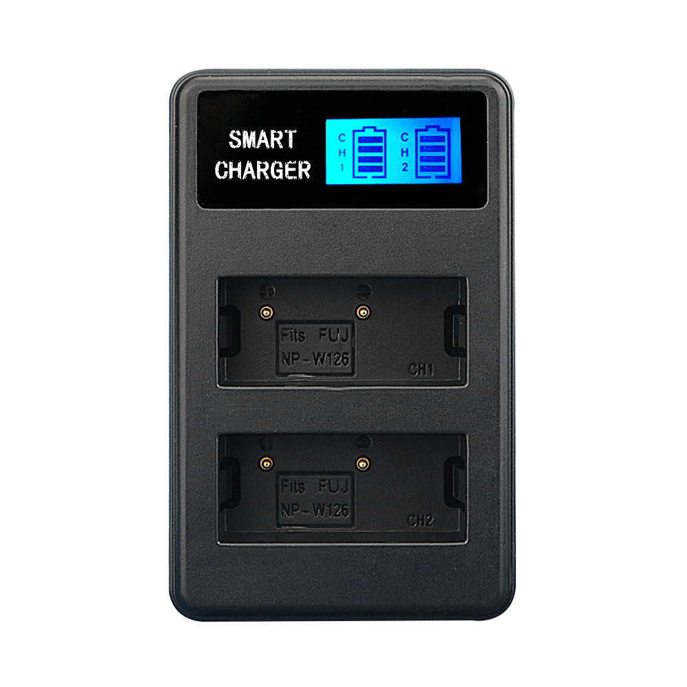 LCD Display Double-Channel NP-W126 USB Battery Charger for Fujifilm X-A1 X-A2 X-A3 X-A10 etc