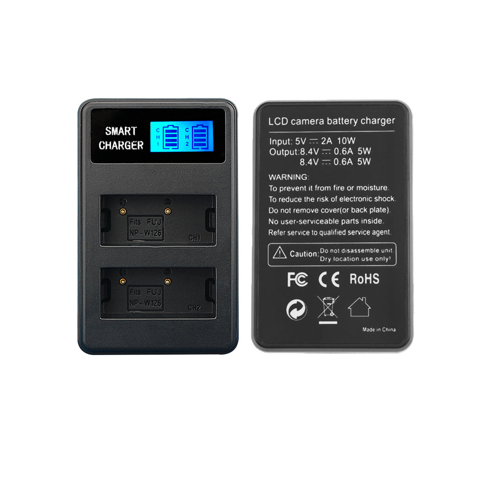 LCD Display Double-Channel NP-W126 USB Battery Charger for Fujifilm X-A1 X-A2 X-A3 X-A10 etc