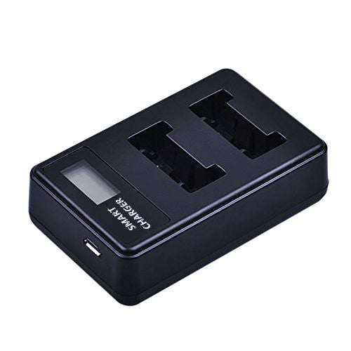 LCD Display Dual-Channel USB Charger for Fuji NP-45/Kodak K7006/Casio NP-80, etc Battery