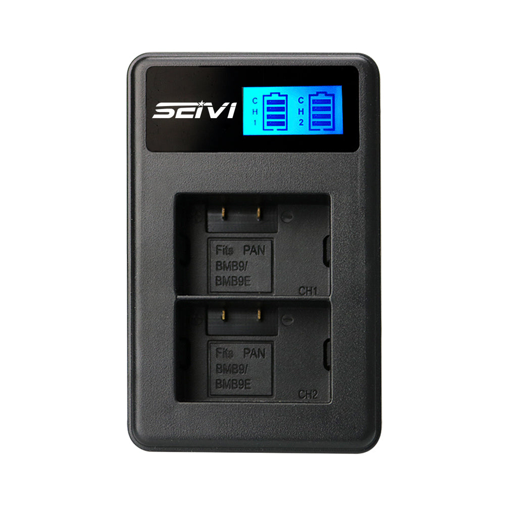 LCD Display 2-Channel DMW-BMB9E USB Battery Charger for Panasonic Lumix DMC-FZ80, DMC-FZ82, DMC-FZ40 etc