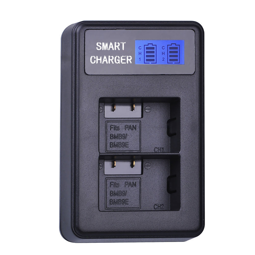 LCD Display 2-Channel DMW-BMB9E USB Battery Charger for Panasonic Lumix DMC-FZ80, DMC-FZ82, DMC-FZ40 etc