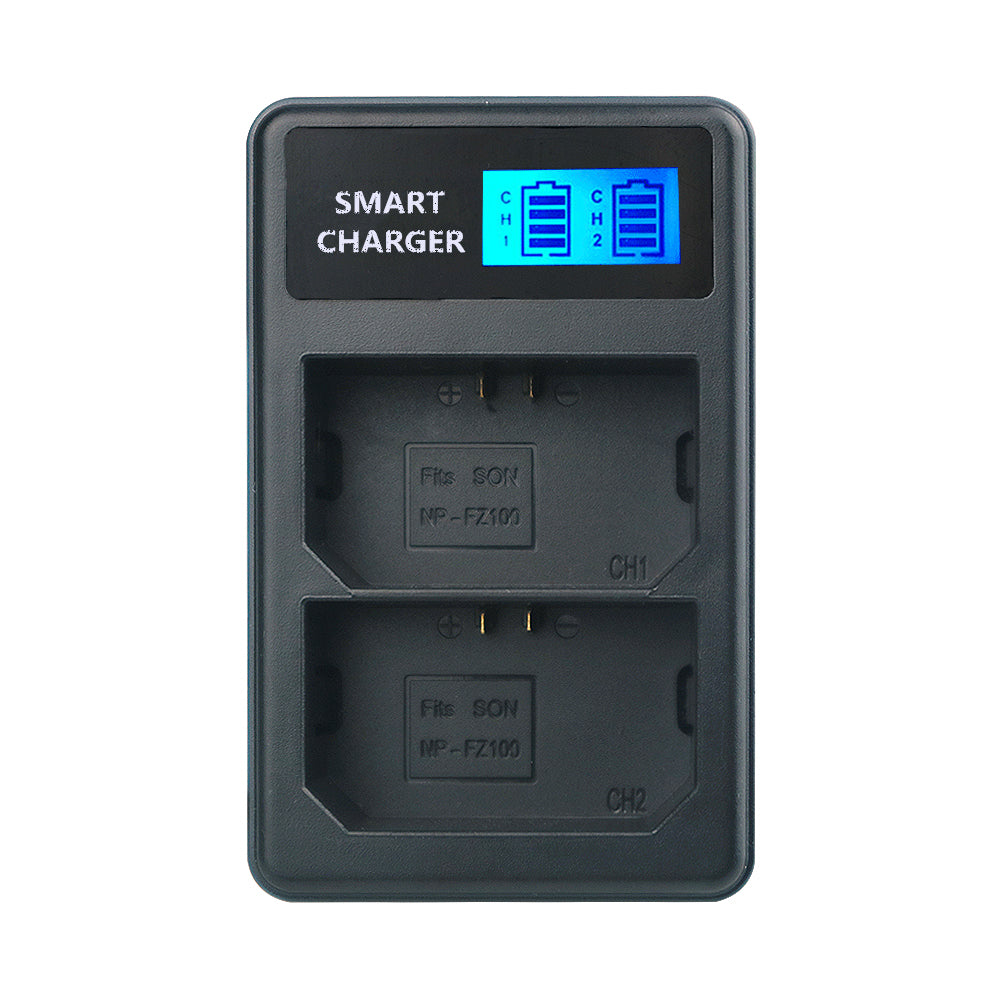LCD Display Two-Channel NP-FZ100 USB Battery Charger for Sony A7III A9 A7RIII A7SIII