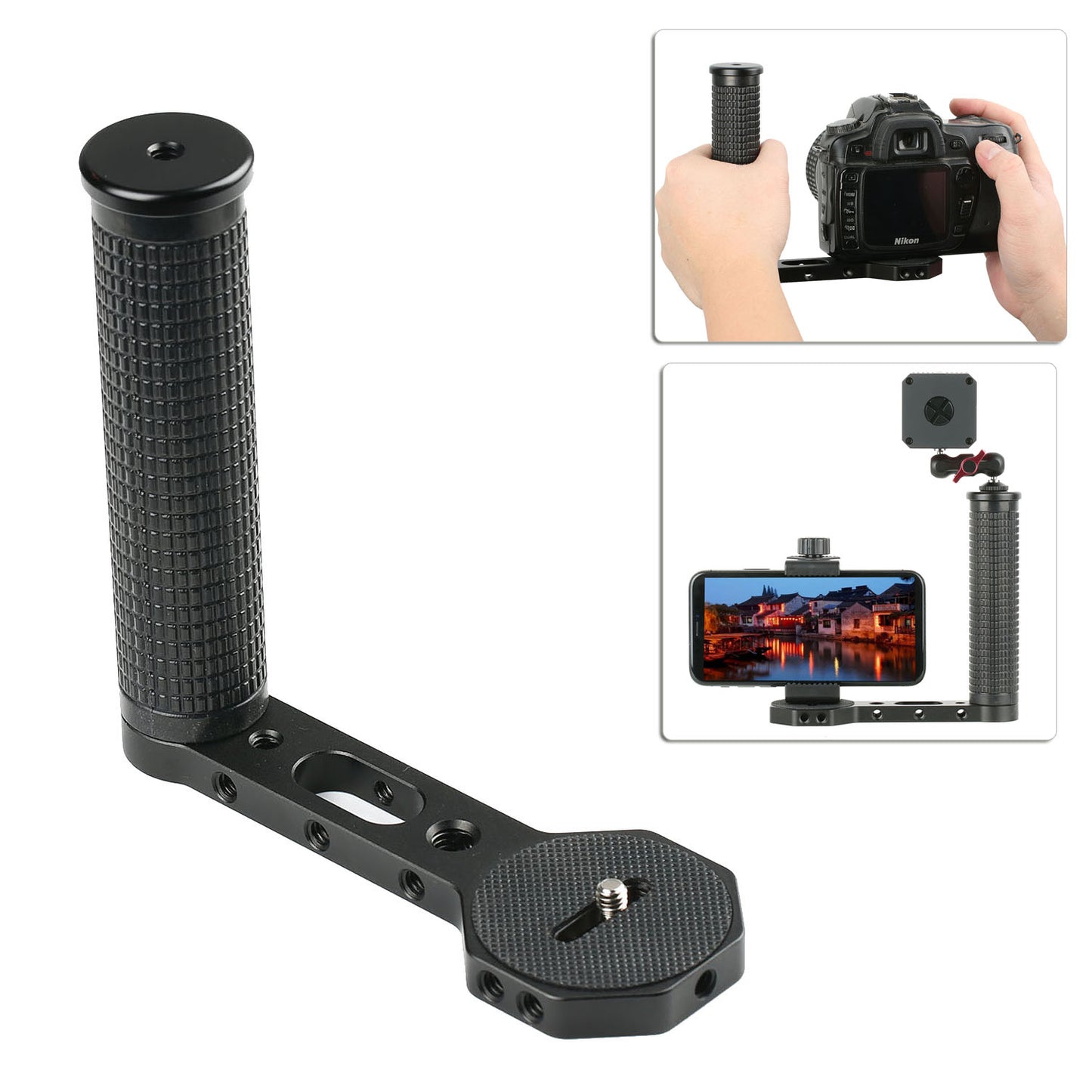 L Shape Handle Grip Transmount with 1/4" Universal Screw for Camera Monitor etc.