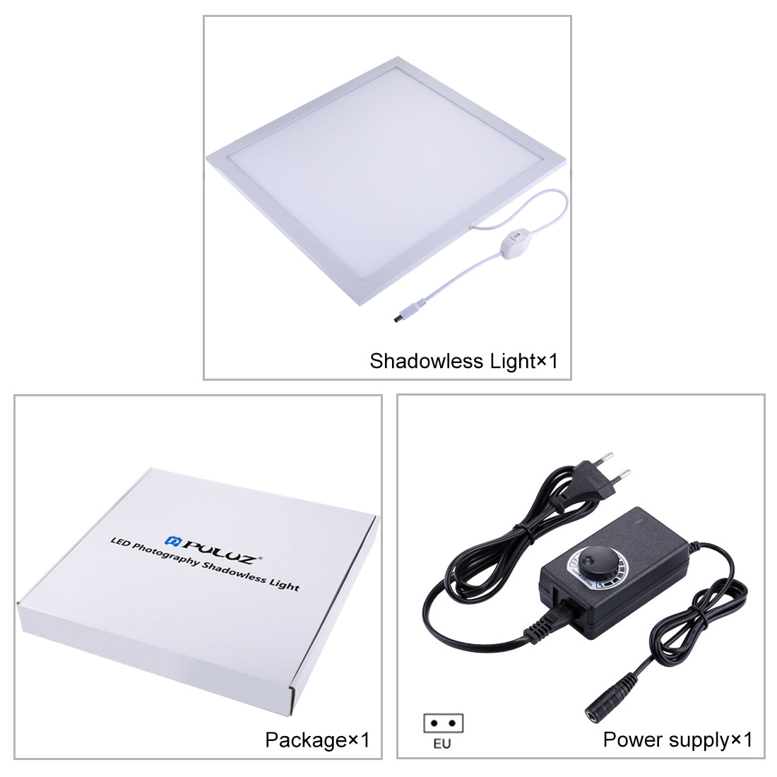 Puluz PU5138 1200LM LED Photography Shadowless Bottom Light Lamp Panel for 40cm Photo Studio Shooting Tent Box No Polar Dimming - EU Plug