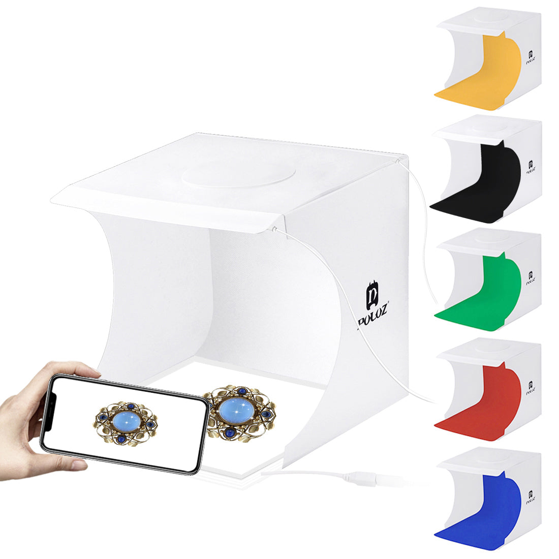 Puluz PU5137 LED Photography Shadowless Bottom Light Lamp Panel Pad + 2LED Panels 20CM Lightbox Photo Studio Shooting Tent Box