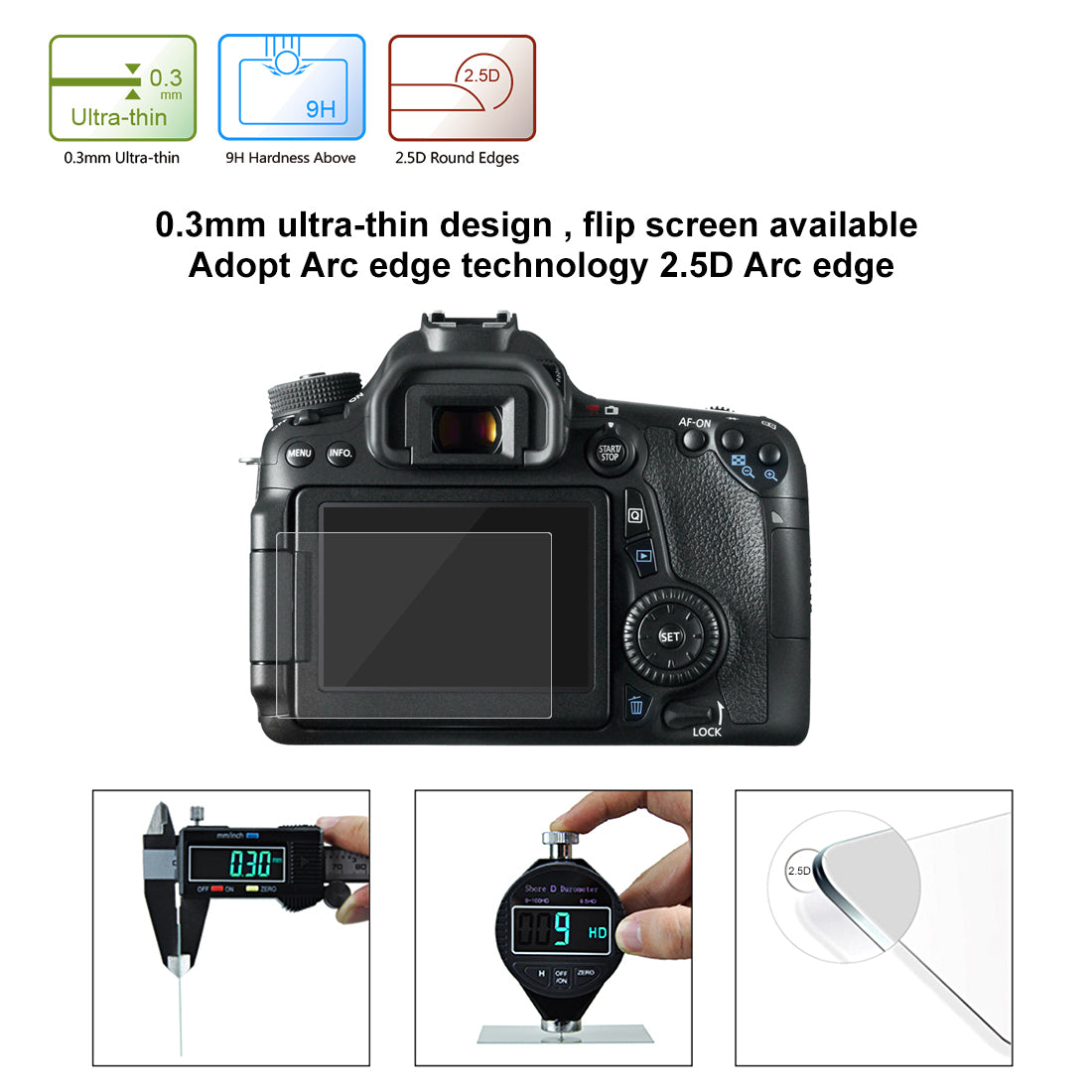 Puluz PU5503 SLR Camera Tempered Glass Screen Protector for Canon 650D/70D/700D/750D/760D/80D