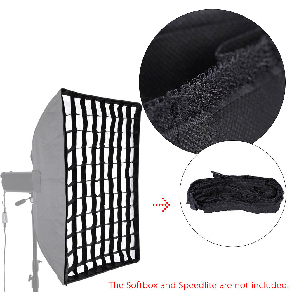 50*70cm Studio Flash Grid Softbox Mesh Rectangular Honeycomb Softbox Flash Light Soft Box - Black/Silver