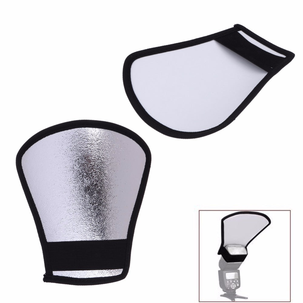 Camera Flash Diffuser Softbox Photo Flash Light Reflector for Canon Cameras Size 11*18*20cm - Silver/White