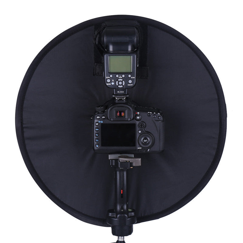 45cm Foldable Ring Speedlite Flash Diffuser Macro Shoot Round Softbox for Canon Nikon Speedlight - Black