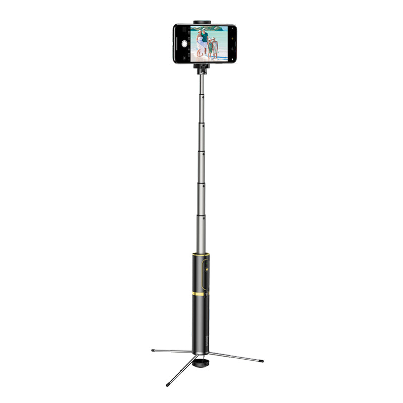 Aluminum Alloy Foldable Bluetooth Control Selfie Stick with Tripod - Gold