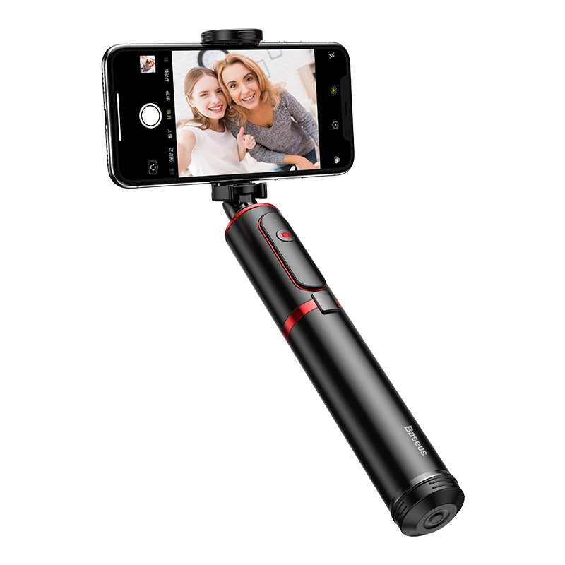 Aluminum Alloy Foldable Bluetooth Control Selfie Stick with Tripod - Red