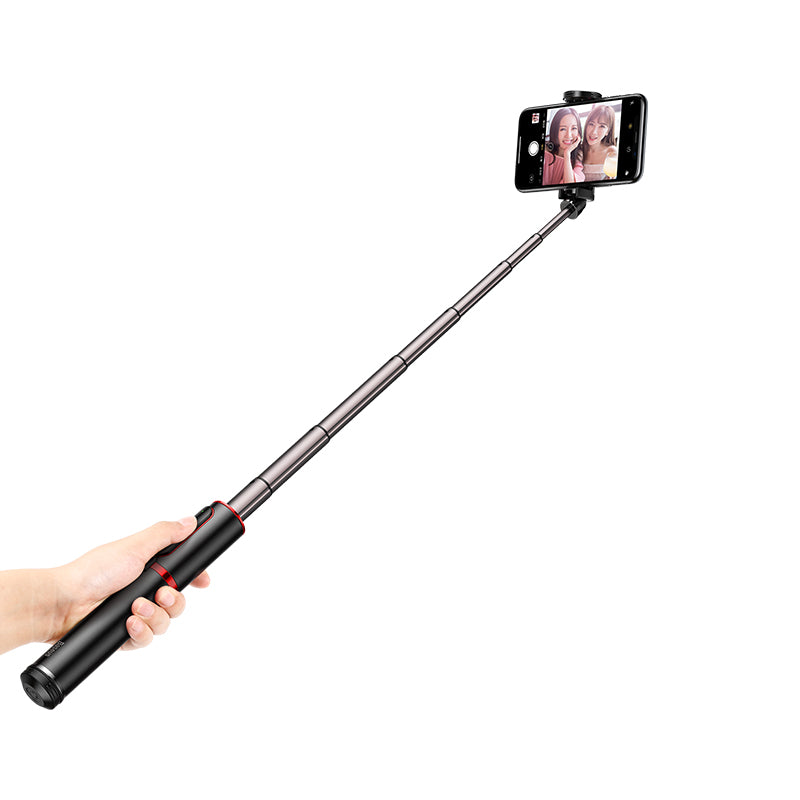 Aluminum Alloy Foldable Bluetooth Control Selfie Stick with Tripod - Red
