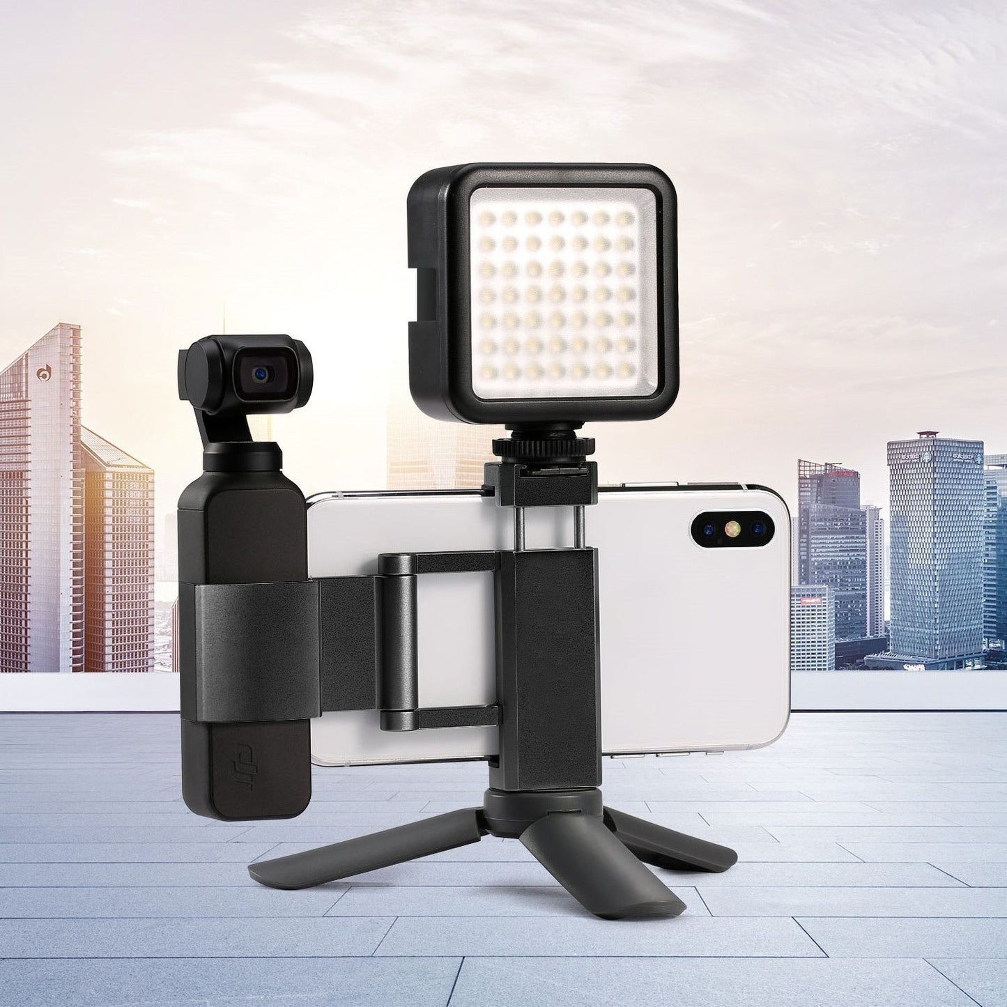 DX-03 Aluminum Alloy Handheld Phone Mount Holder for DJI OSMO Pocket - Black