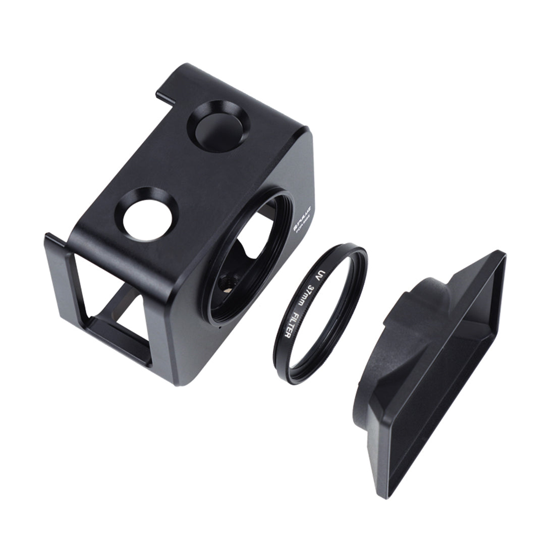 PULUZ Aluminum Alloy Protective Cage + 37mm UV Filter Lens + Lens Sunshade with Screws and Screwdrivers for Sony RX0 II