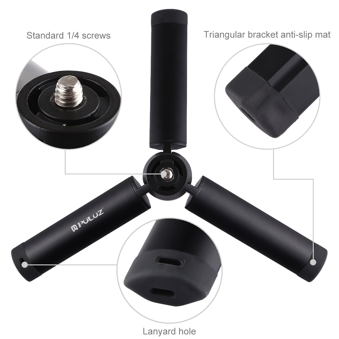 PULUZ PU385 Mini Pocket Metal Desktop Tripod Mount with 1/4 inch Screw for DSLR & Digital Cameras, Max Load: 10kg