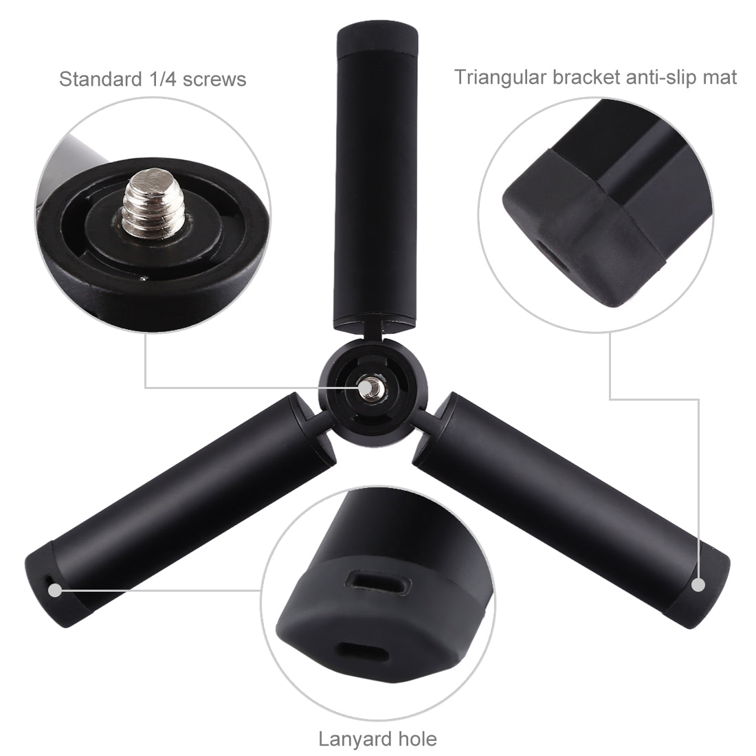 PULUZ PKT44 Mini Pocket Metal Desktop Tripod Mount with 1/4 inch Screw for DSLR & Digital Cameras