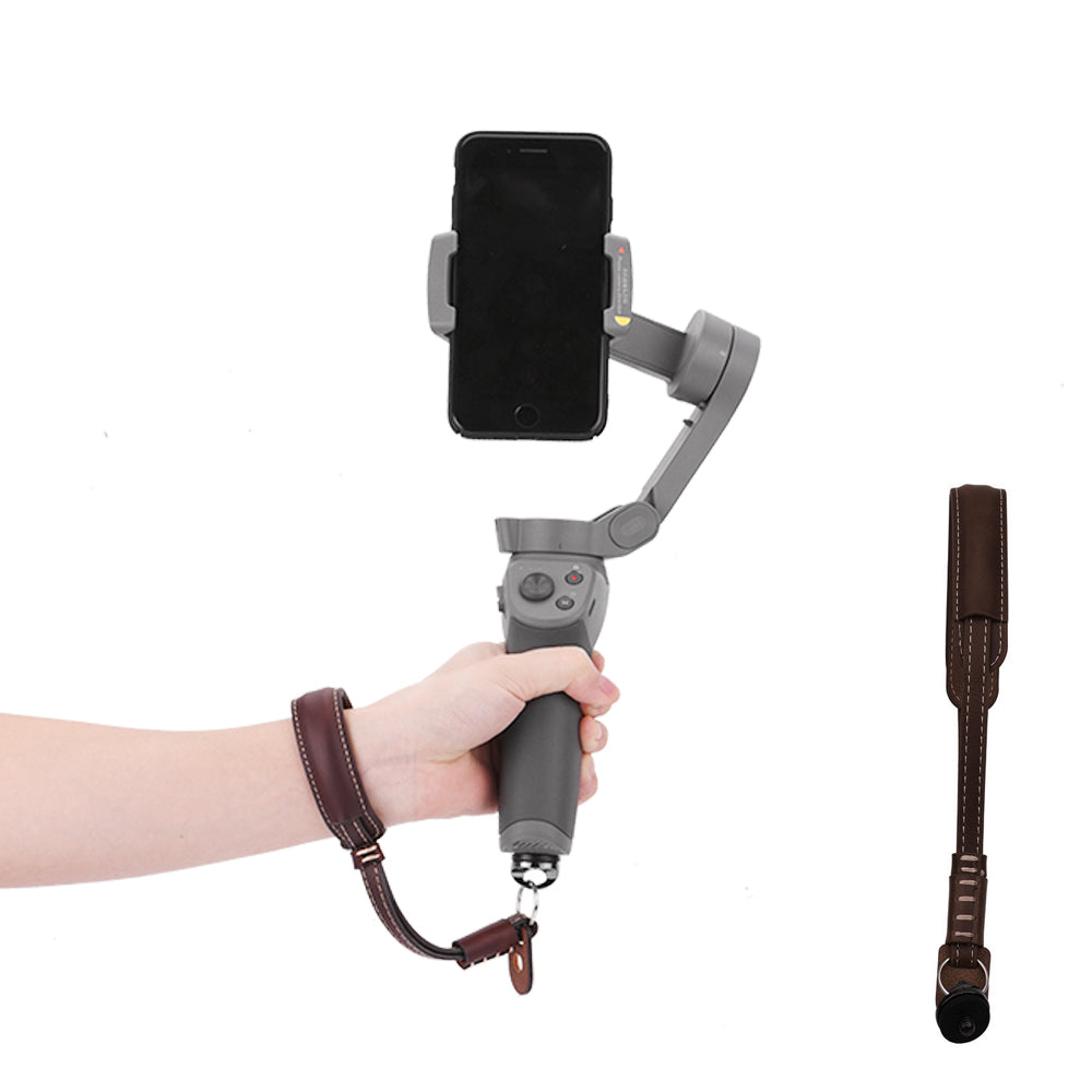 PU Leather Hand Strap Safety Lanyard for DJI OSMO Mobile 2/3 - Brown