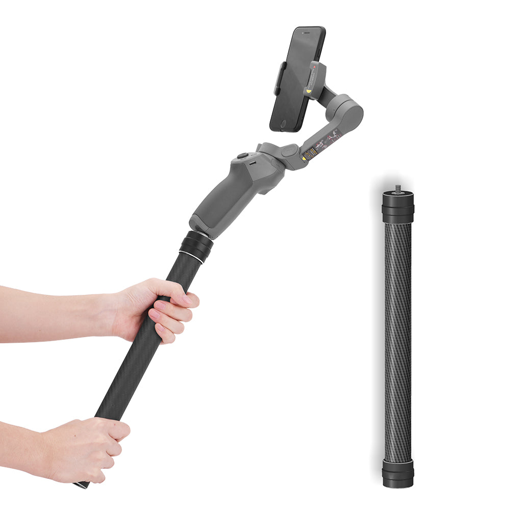 Carbon Fiber Extension Stick Rod Bar for DJI Osmo Mobile 3/2/Feiyu Vimble 2 Smooth 4 - Black