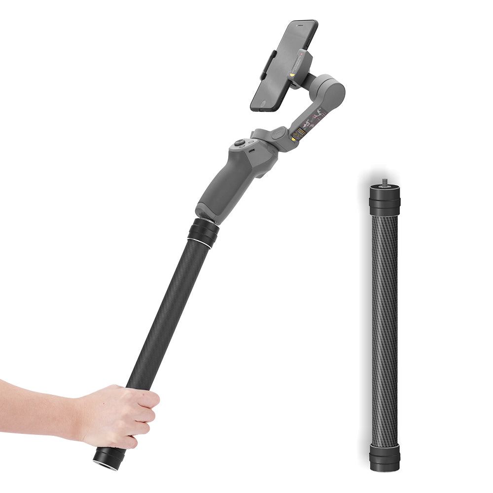 Carbon Fiber Extension Stick Rod Bar for DJI Osmo Mobile 3/2/Feiyu Vimble 2 Smooth 4 - Black
