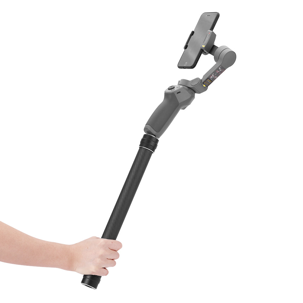 Carbon Fiber Extension Stick Rod Bar for DJI Osmo Mobile 3/2/Feiyu Vimble 2 Smooth 4 - Black