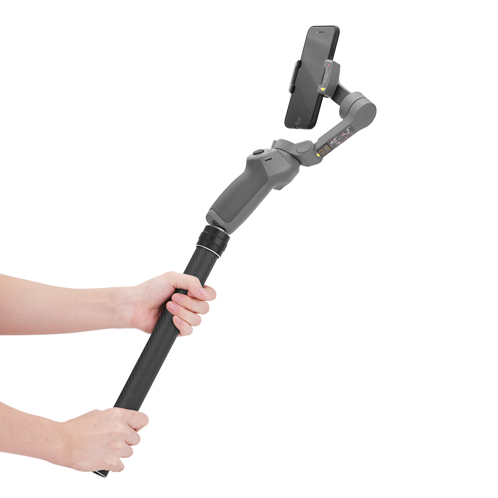 Carbon Fiber Extension Stick Rod Bar for DJI Osmo Mobile 3/2/Feiyu Vimble 2 Smooth 4 - Black