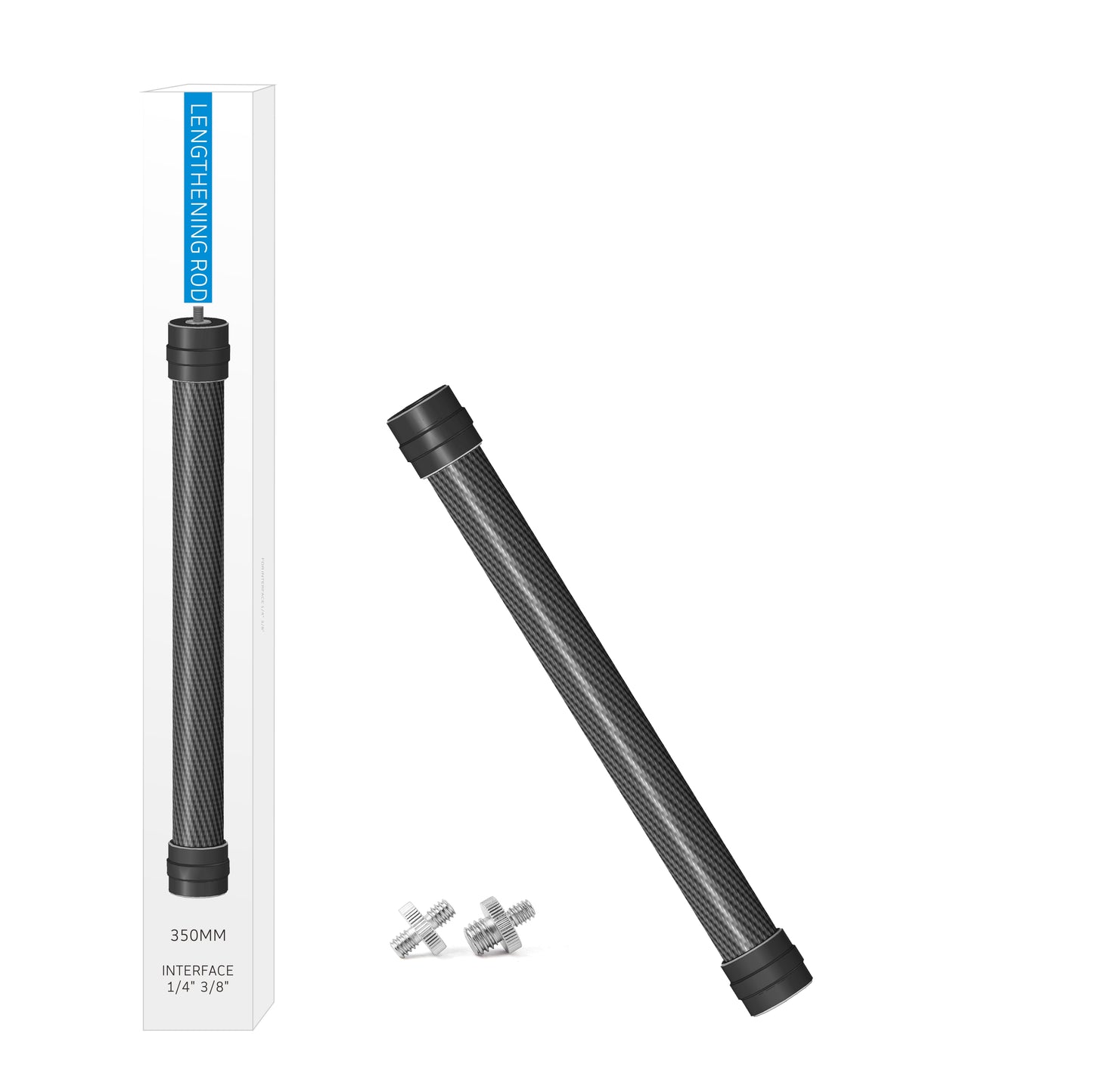 Carbon Fiber Extension Stick Rod Bar for DJI Osmo Mobile 3/2/Feiyu Vimble 2 Smooth 4 - Black