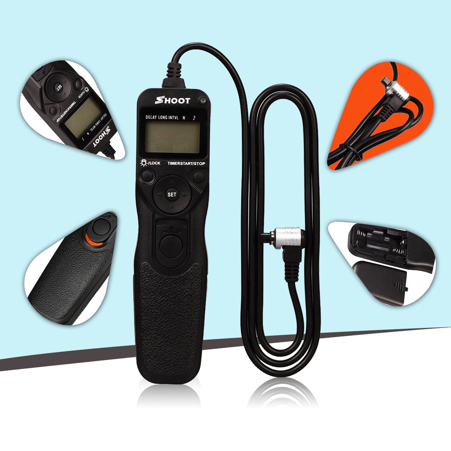 Shoot LCD Timer Remote Shutter Release RS-80N3 for Canon EOS 5D 6D 7D 20D 30D 40D 50D