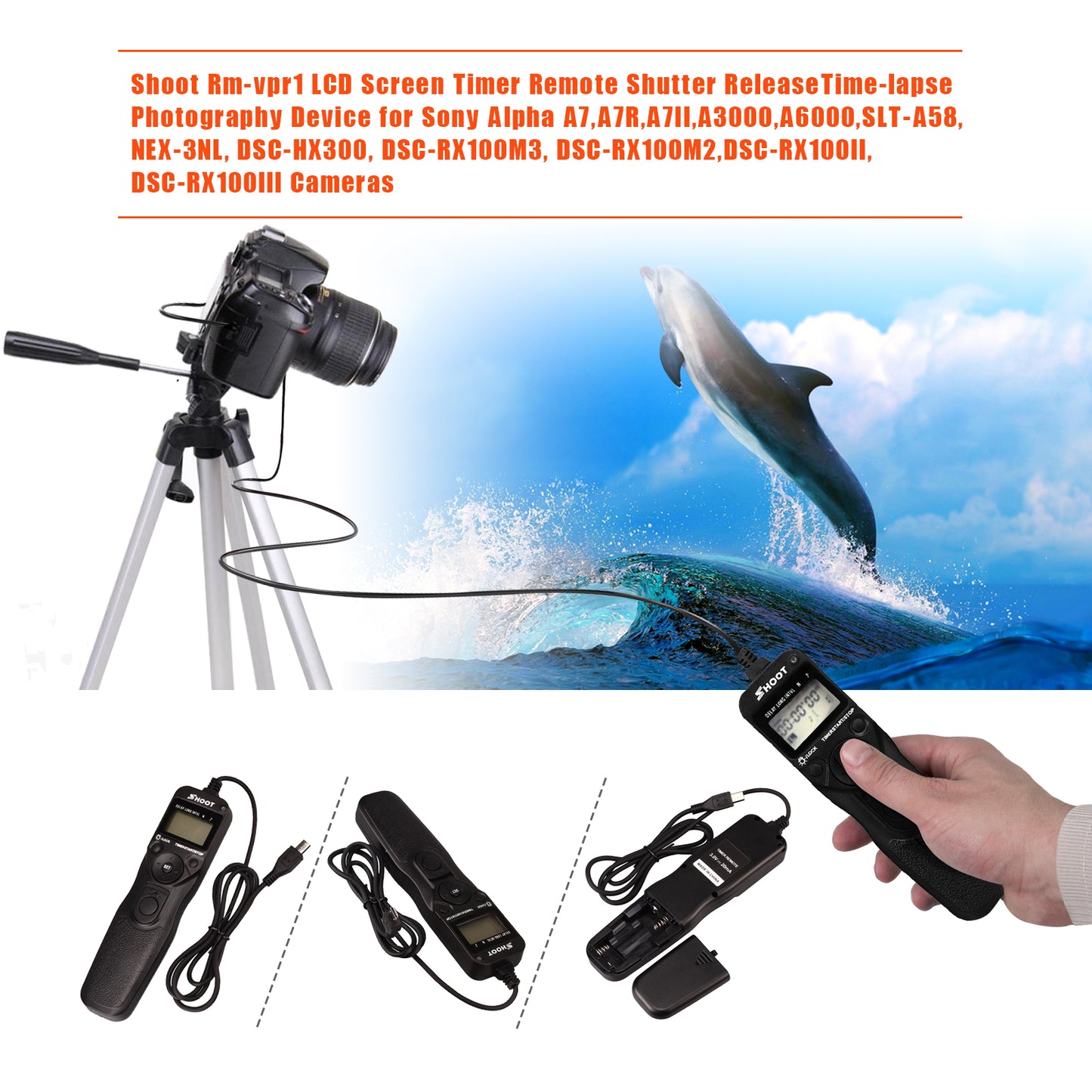 Shoot RM-VPRI LCD Timer Remote Control for Sony Alpha A7 A7R A5000 A6000 Shutter Release