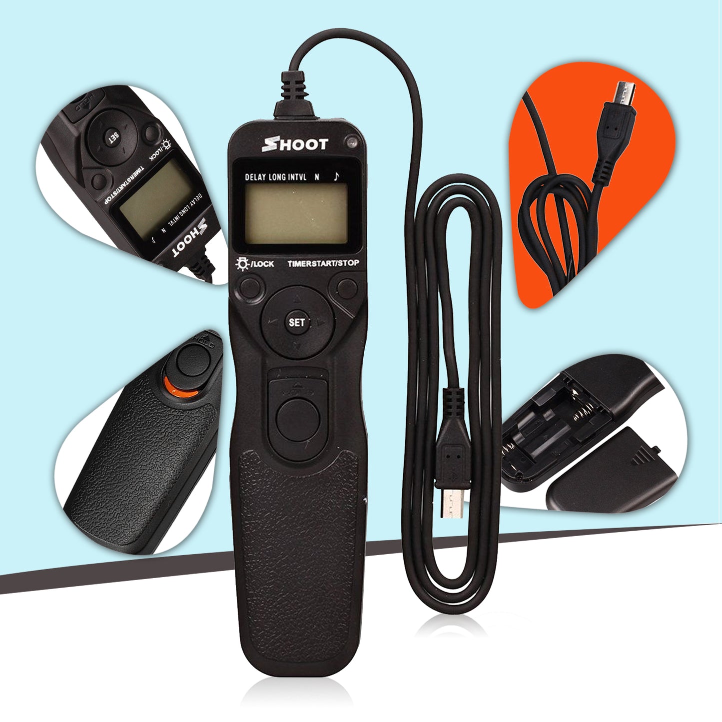 Shoot RM-VPRI LCD Timer Remote Control for Sony Alpha A7 A7R A5000 A6000 Shutter Release