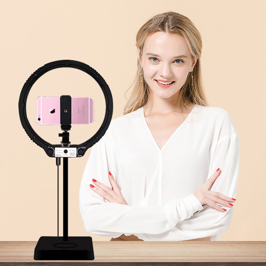 MAMEN 10-inch 3200-5600K Dimmable Fill Light Live Broadcast Ring Lamp