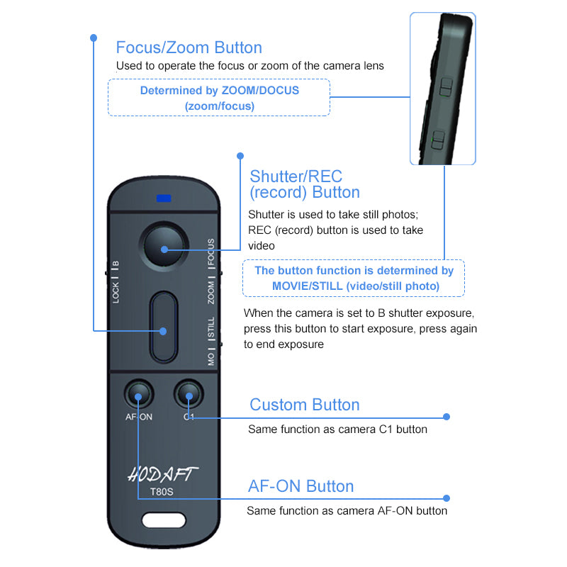 T80S Bluetooth Remote Control Wireless Shutter Controller for Sony Camera