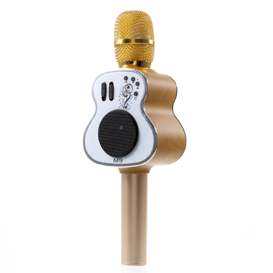 Singing KTV Artifact Mobile Phone M9 Guitar Wireless Bluetooth Pocket Microphone - Gold Color