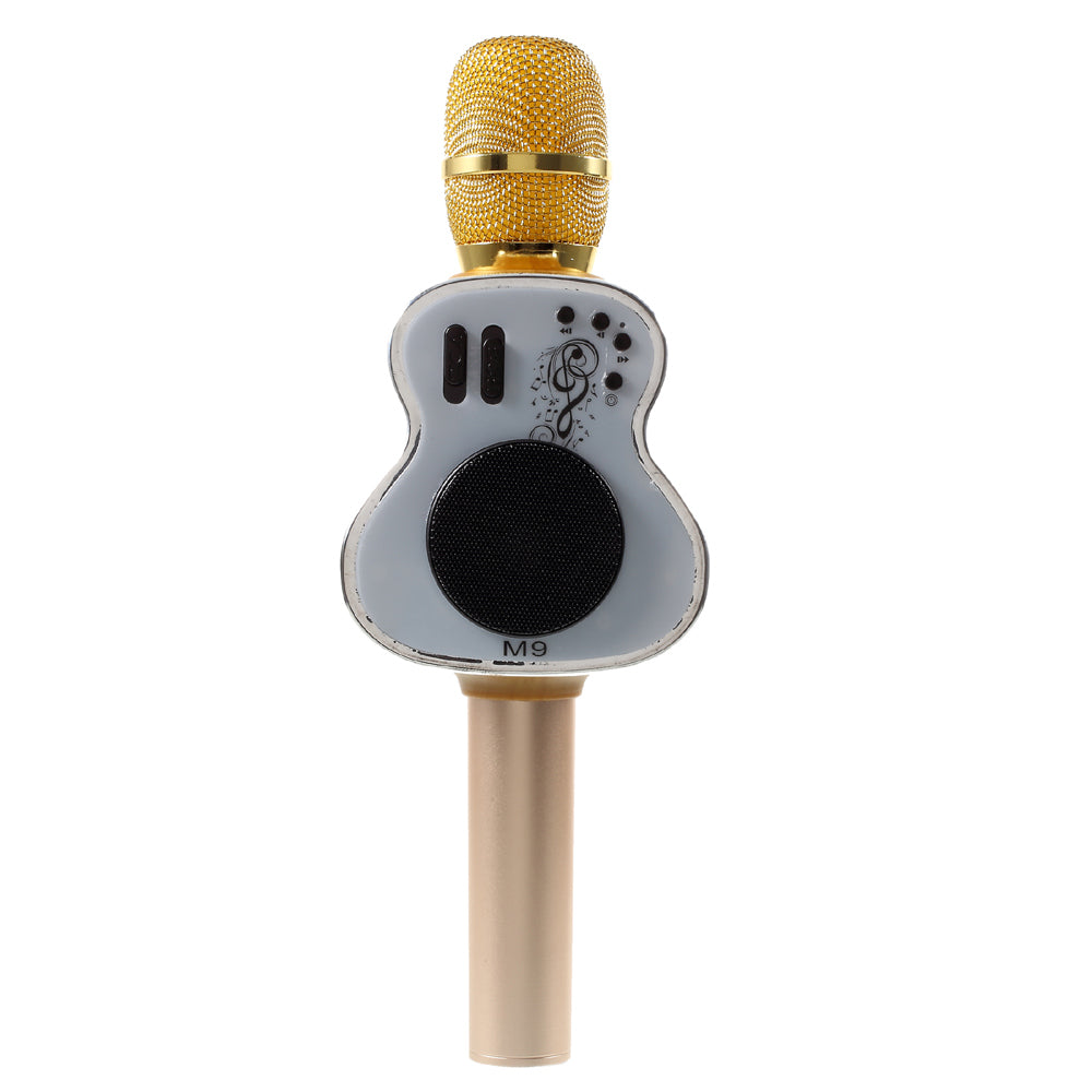Singing KTV Artifact Mobile Phone M9 Guitar Wireless Bluetooth Pocket Microphone - Gold Color