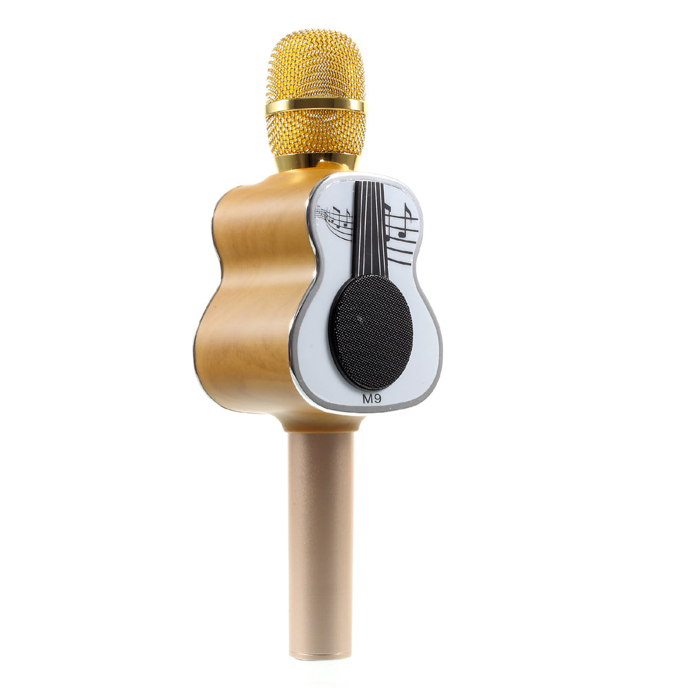 Singing KTV Artifact Mobile Phone M9 Guitar Wireless Bluetooth Pocket Microphone - Gold Color