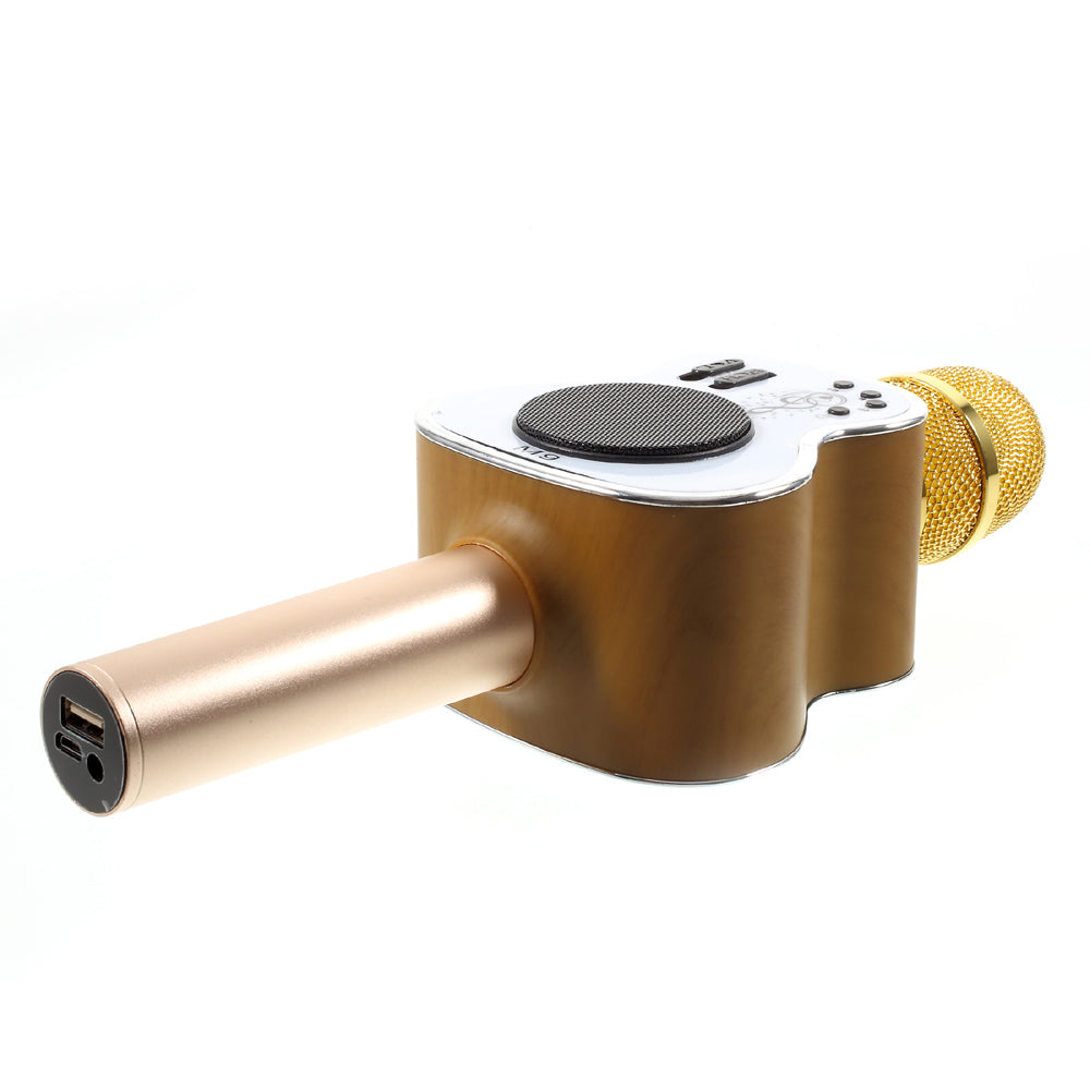 Singing KTV Artifact Mobile Phone M9 Guitar Wireless Bluetooth Pocket Microphone - Gold Color