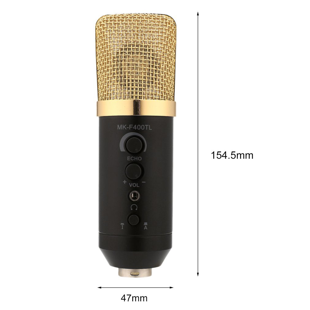MK-F400TL Professional Condenser Microphone Large Diaphragm Studio Recording Microphone for Computer Mobile Phone