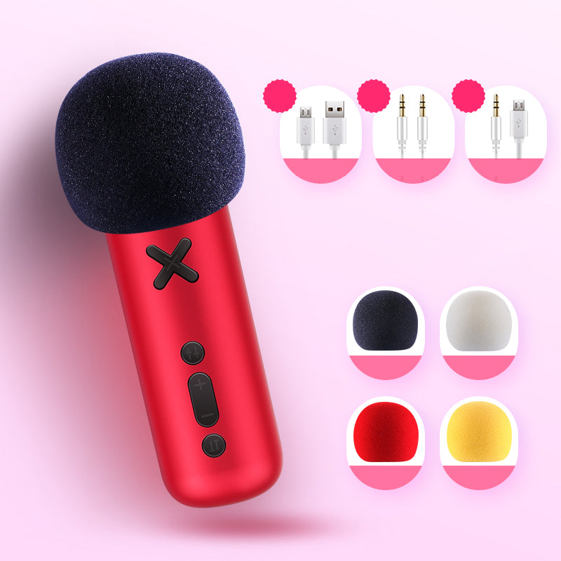 Joyroom JR-K1 Portable Rechargeable KTV Karaoke Studio Recording Microphone - Red