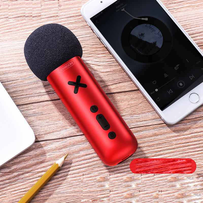 Joyroom JR-K1 Portable Rechargeable KTV Karaoke Studio Recording Microphone - Red