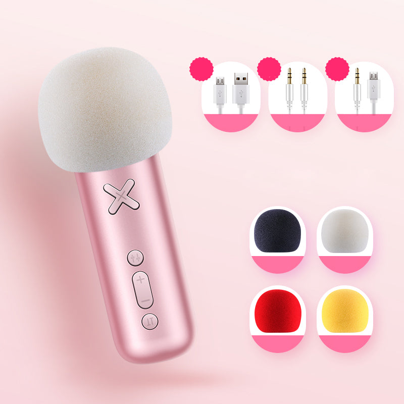 Joyroom JR-K1 Mini KTV Karaoke Studio Recording Cardioid Pattern Microphone with Aux Port - Pink