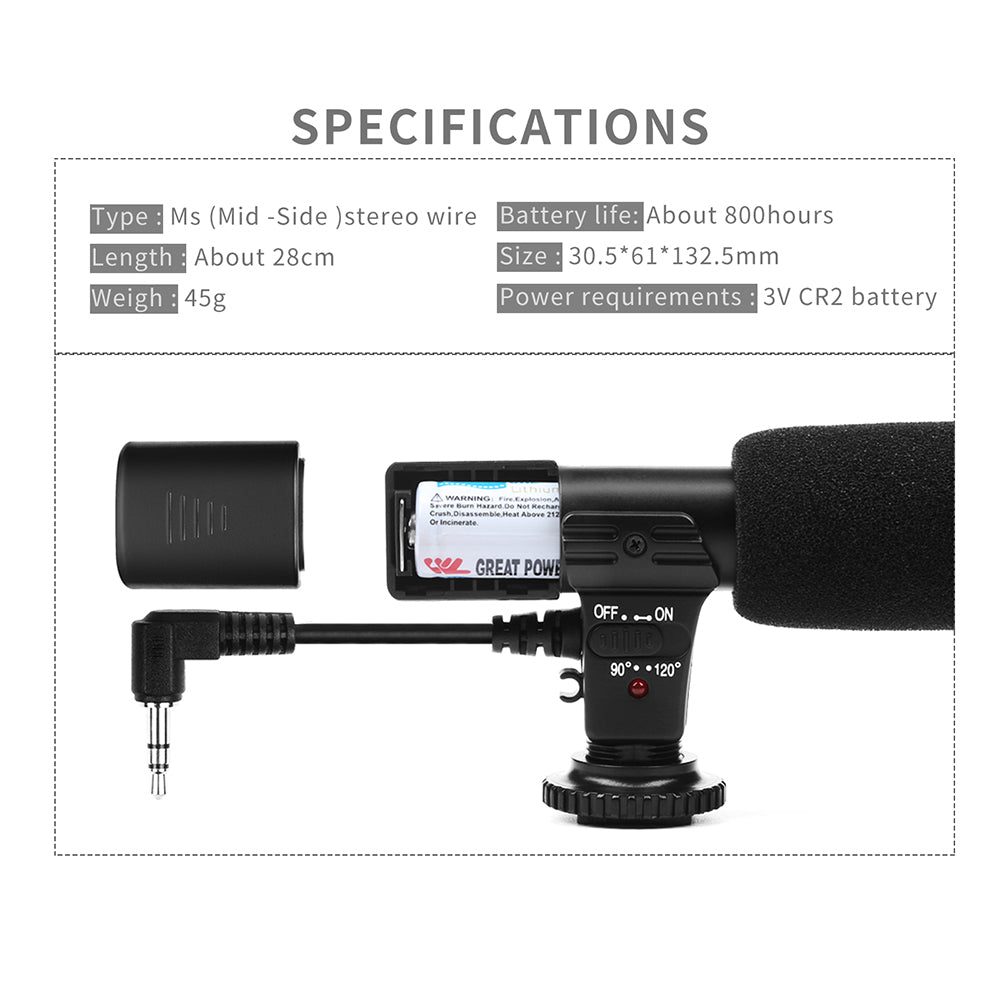 SHOOT Photography Interview Stereo Microphone Voice Recorder for Digital Camera Camcorder